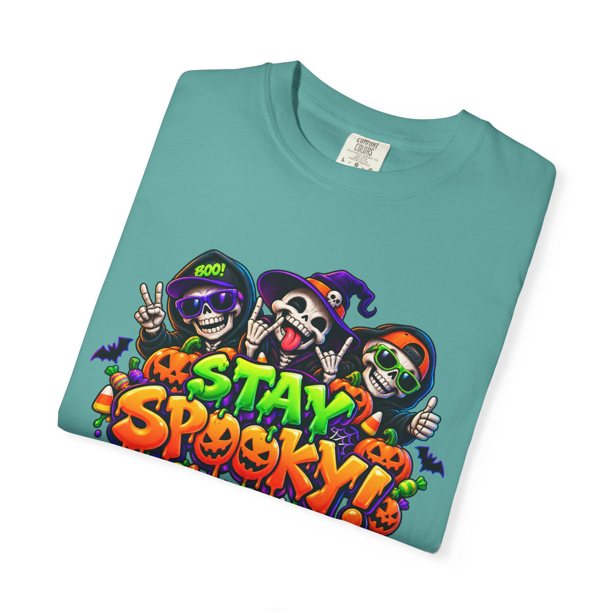 Stay Spooky Halloween T-Shirt – Funny Skeleton Crew Colorful Graphic Tee
