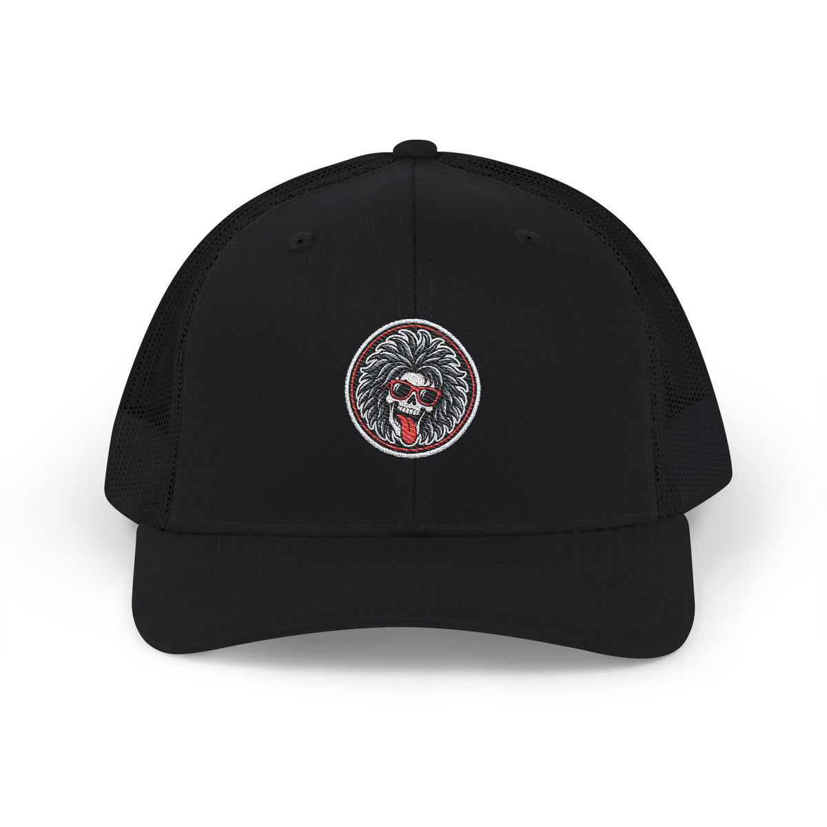 Spooky Skeleton Woman Snapback Trucker Cap — Embroidered Skeleton Face Hat