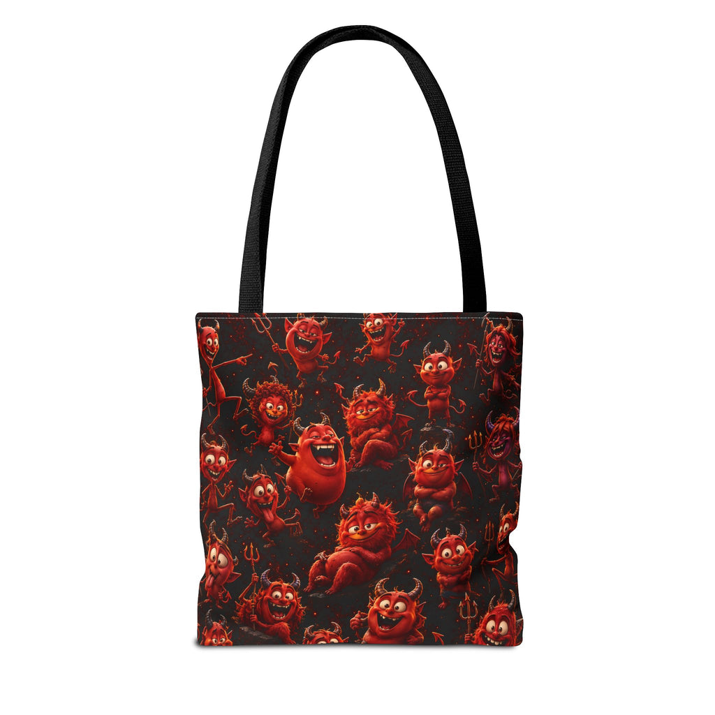 Funny Red Devils Tote Bag - Cute Mischievous Demon All-Over Print