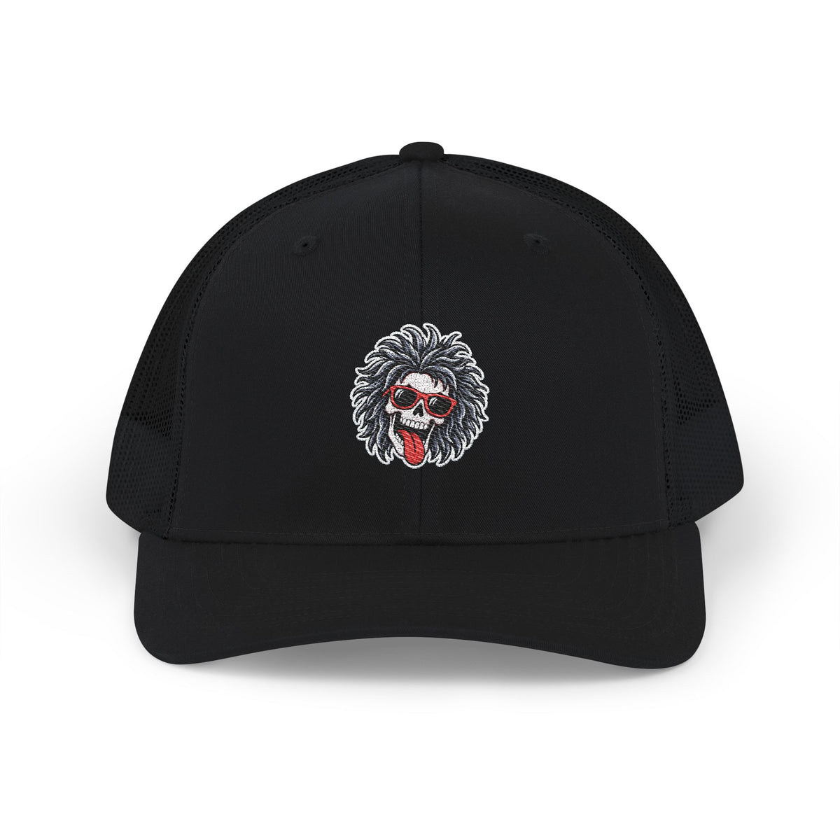La Greñuda Skull Trucker Cap — Embroidered Halloween Snapback Hat