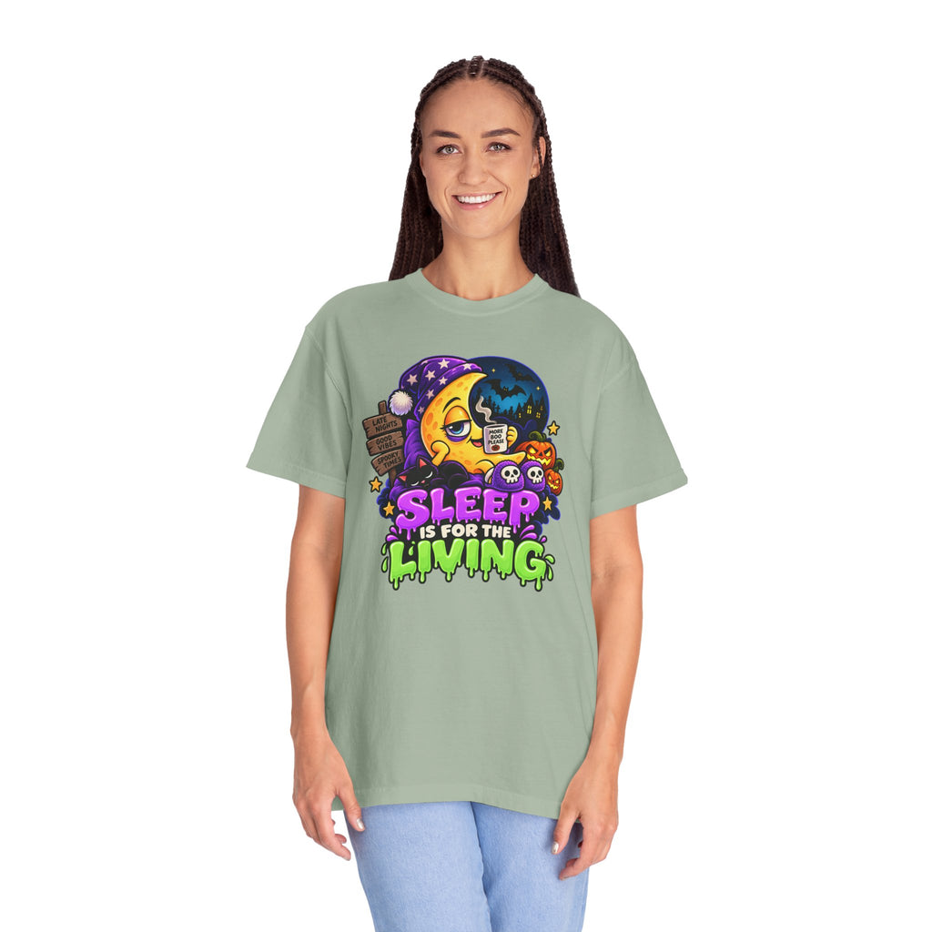 Sleep Is for the Living – Funny Halloween Moon T-Shirt