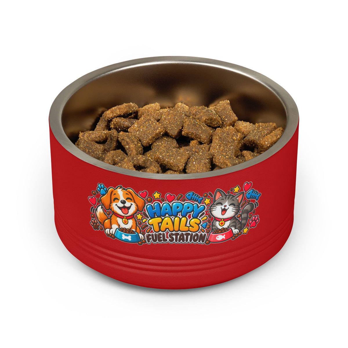 Happy Tails Pet Bowl – 18oz Stainless Steel Dog & Cat Feeding Bowl