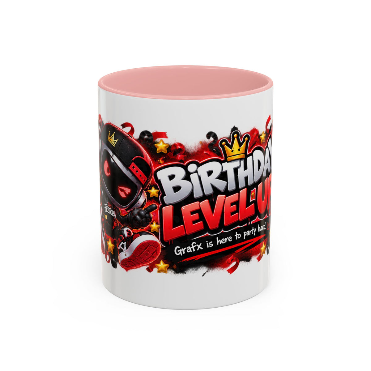 Festora Grafx Birthday Mug – Birthday Level Up Robot Coffee Cup