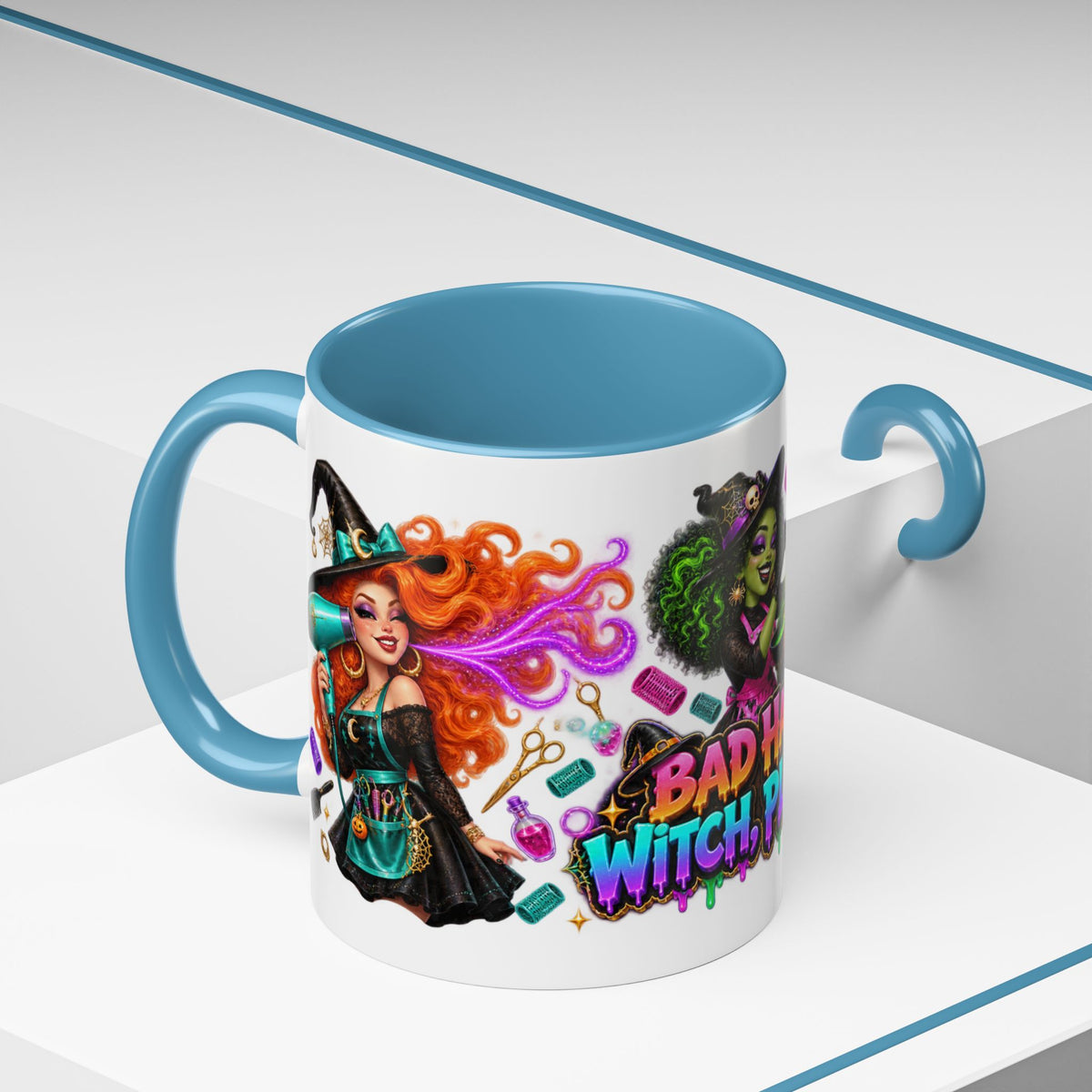 Bad Hair Witch Please Halloween Hairstylist White Mug