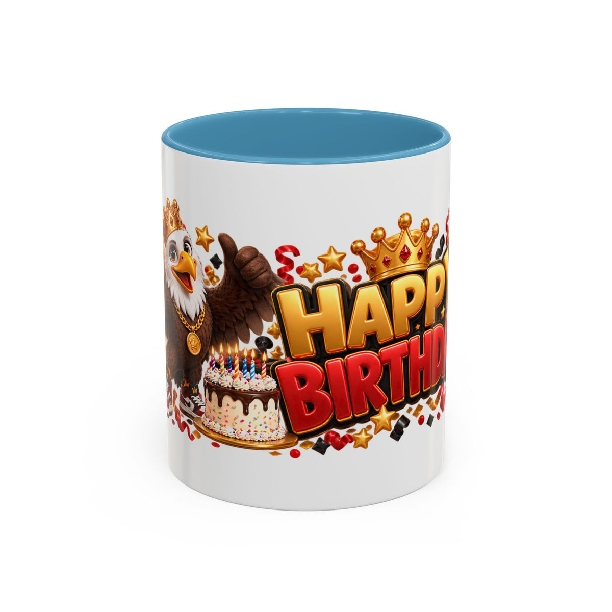 Happy Birthday Eagle Mug – Colorful 3D Birthday Gift – White Coffee Mug