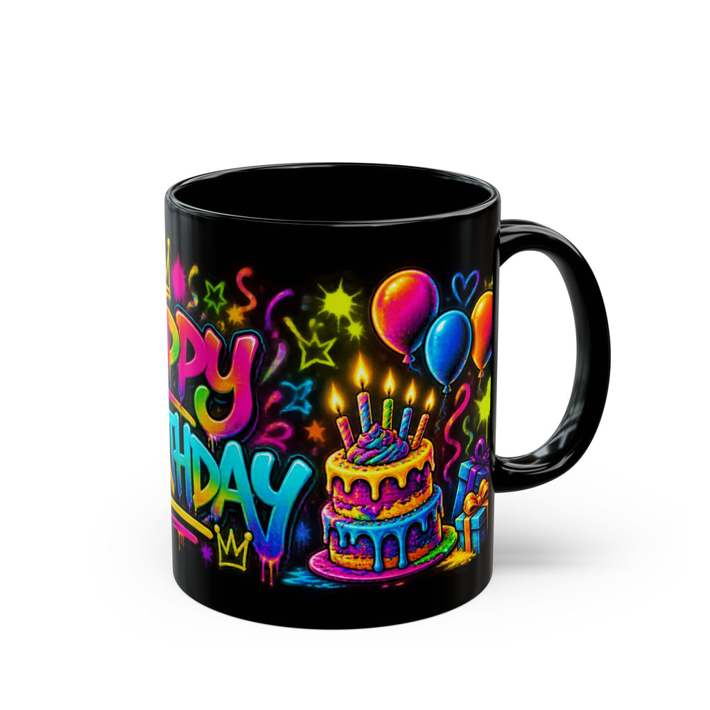 Birthday Mug — Colorful Graffiti Happy Birthday Coffee Cup (11oz)
