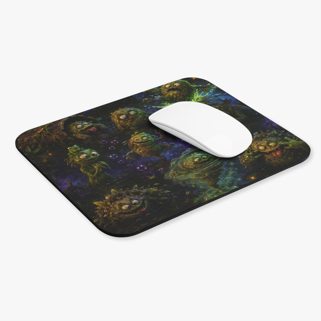Fantasy Swamp Creatures Mouse Pad — Cute Mystic Bog Monsters Design