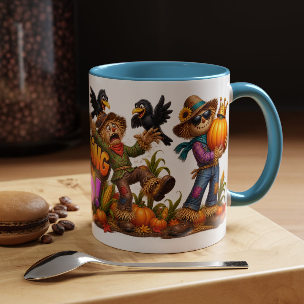 Outstanding in Our Field Funny Scarecrow Halloween White Mug