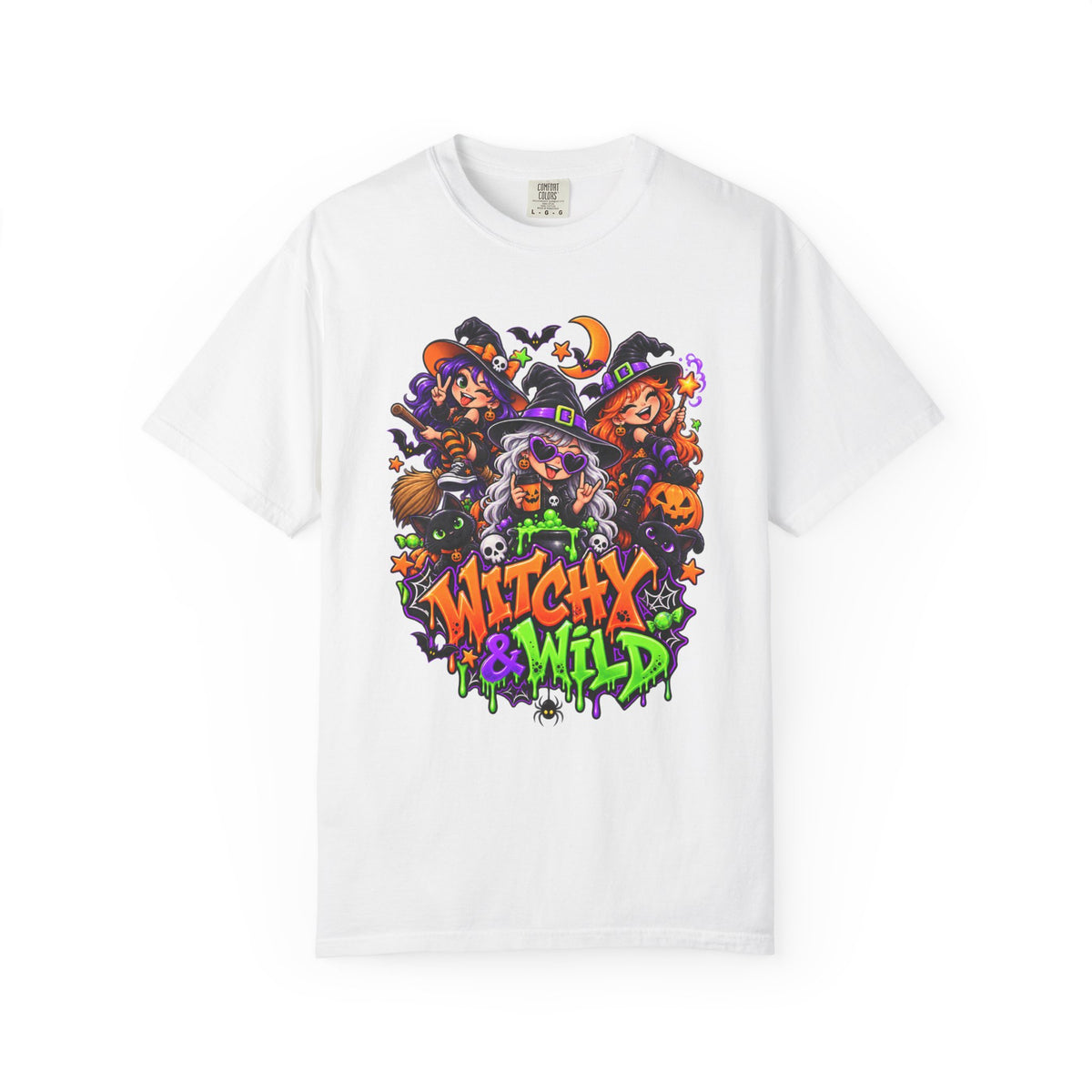 Witchy & Wild – Halloween Witch Crew Graphic T-Shirt