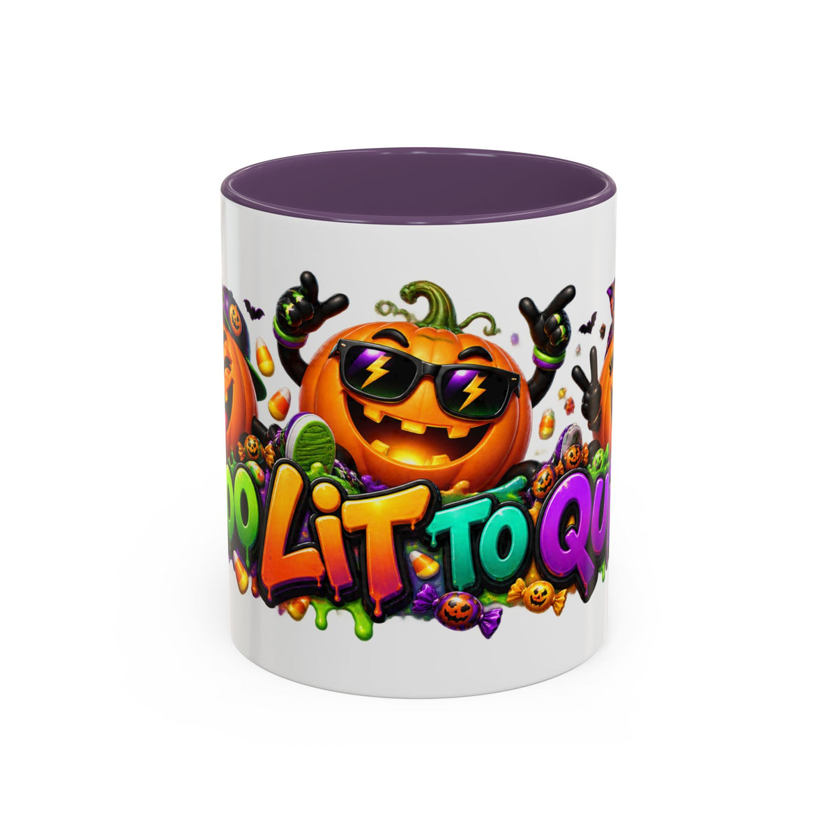 Too Lit to Quit Halloween Pumpkin Party White Mug
