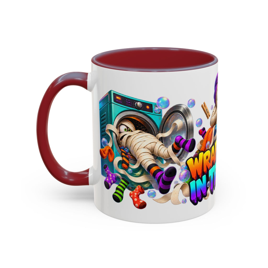 Wrapped Up in Trouble Mummy Halloween White Mug