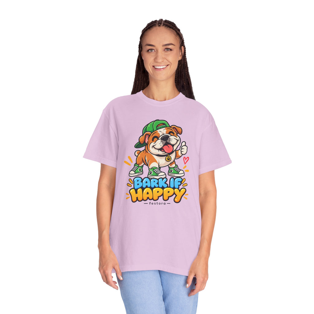 Bark If Happy – Cute Bulldog Graphic T-Shirt