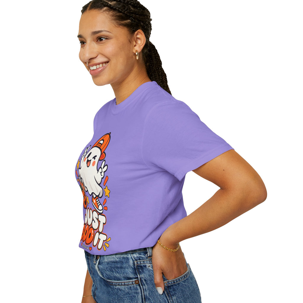 Just Boo It Halloween T-Shirt | Cute Skater Ghost Graphic Tee