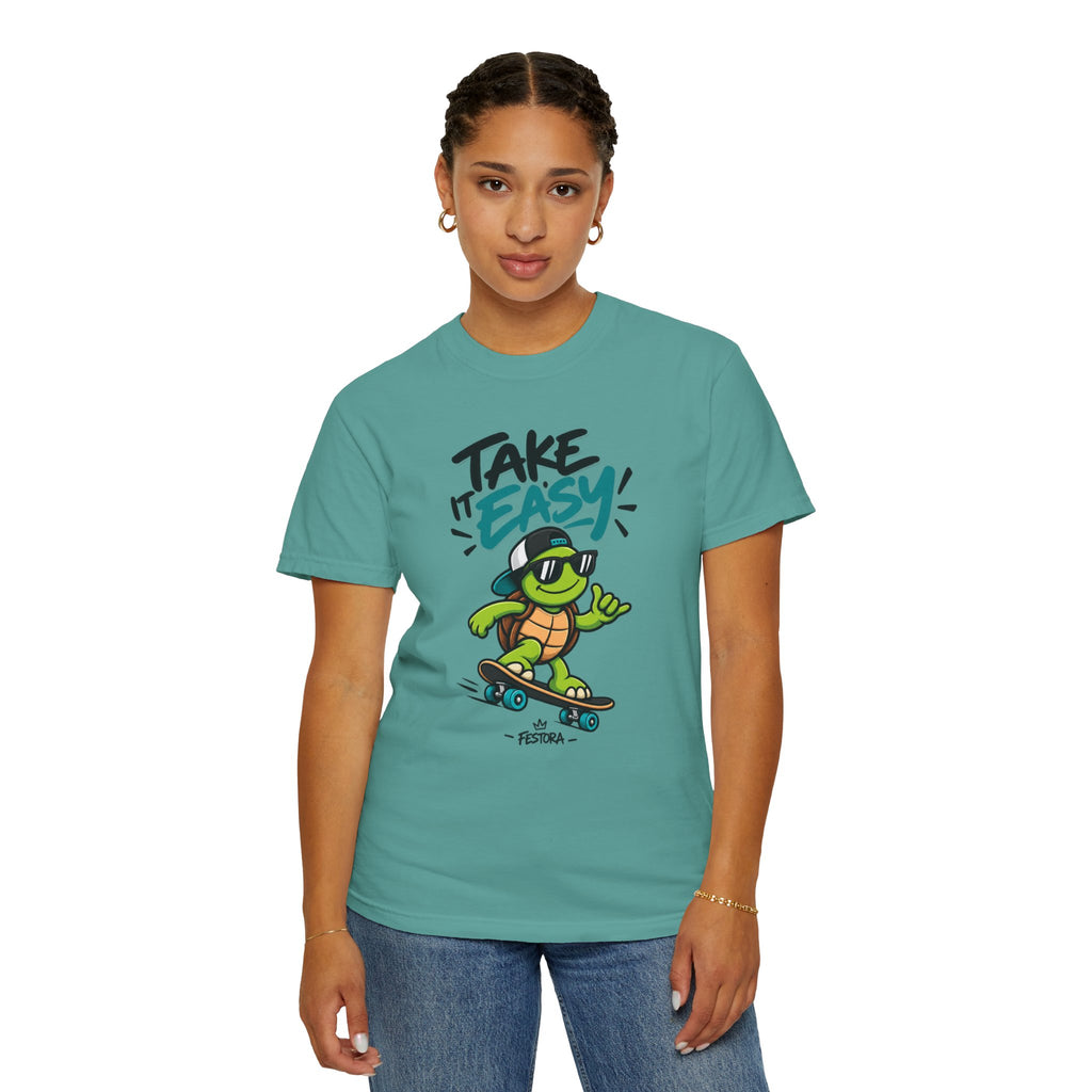 Take It Easy Skate Turtle Graphic T-Shirt | Festora Everyday
