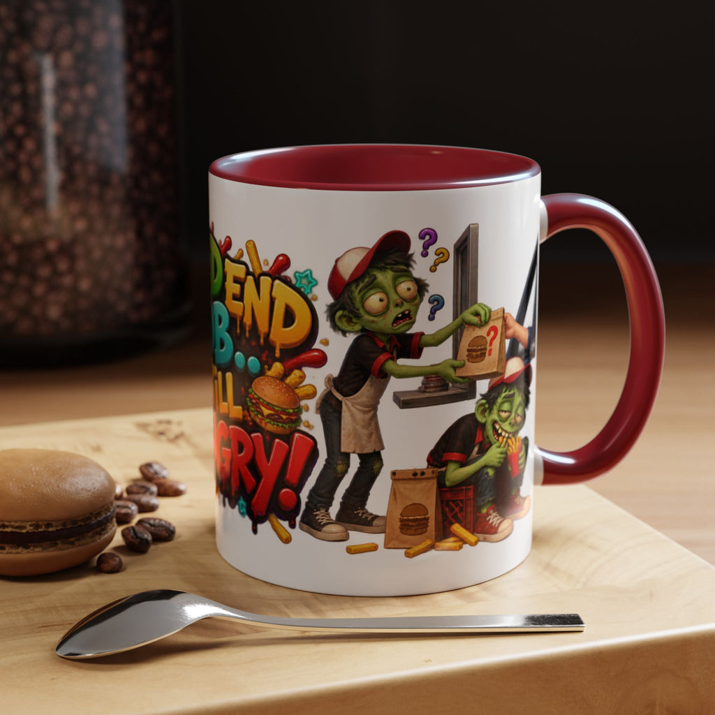 Dead End Job Still Hungry Funny Zombie Halloween White Mug