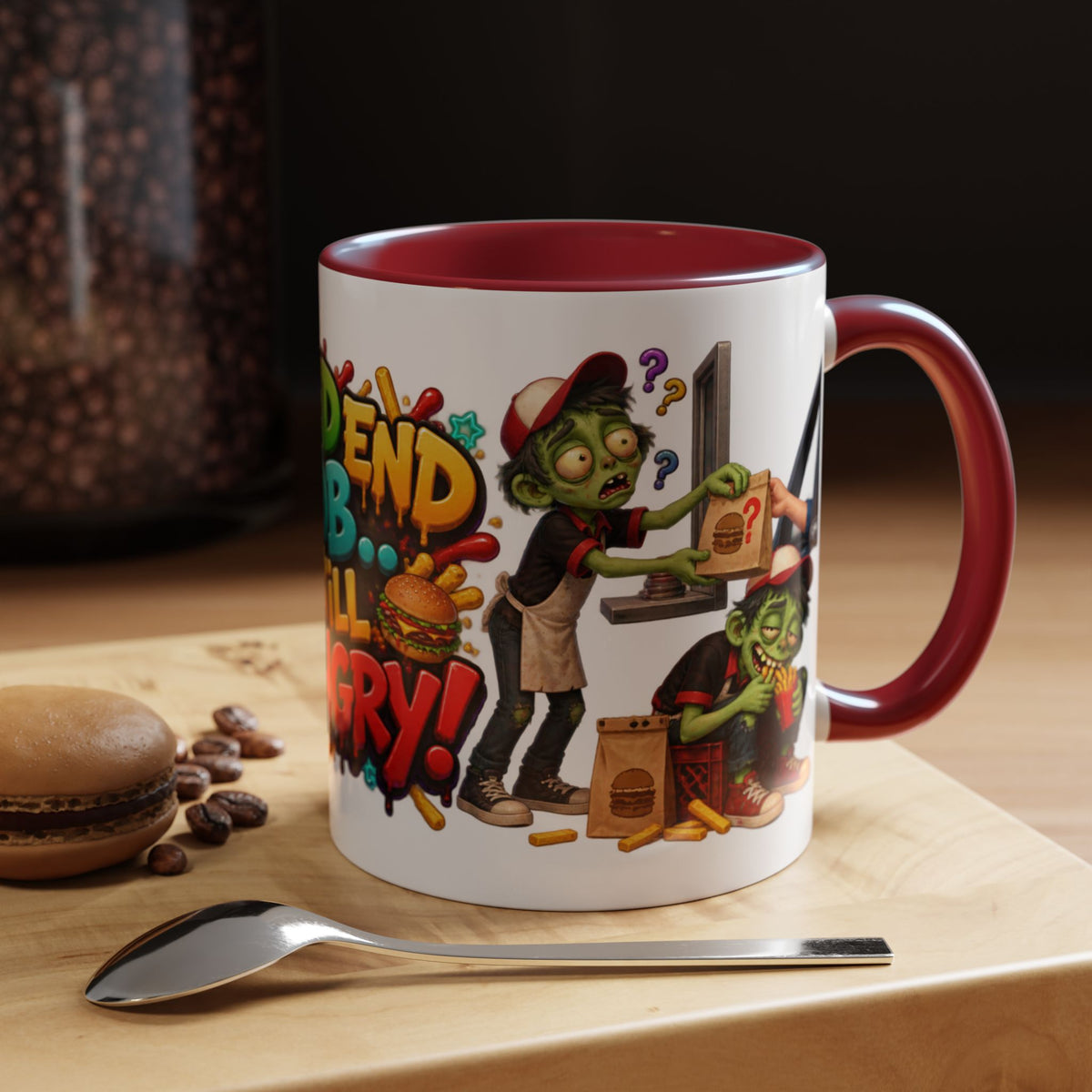 Dead End Job Still Hungry Funny Zombie Halloween White Mug