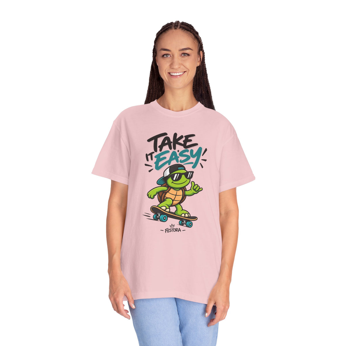 Take It Easy Skate Turtle Graphic T-Shirt | Festora Everyday