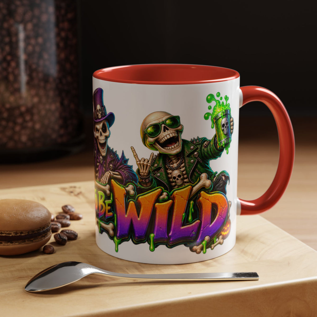 Bone to Be Wild Skeleton Crew Halloween White Mug