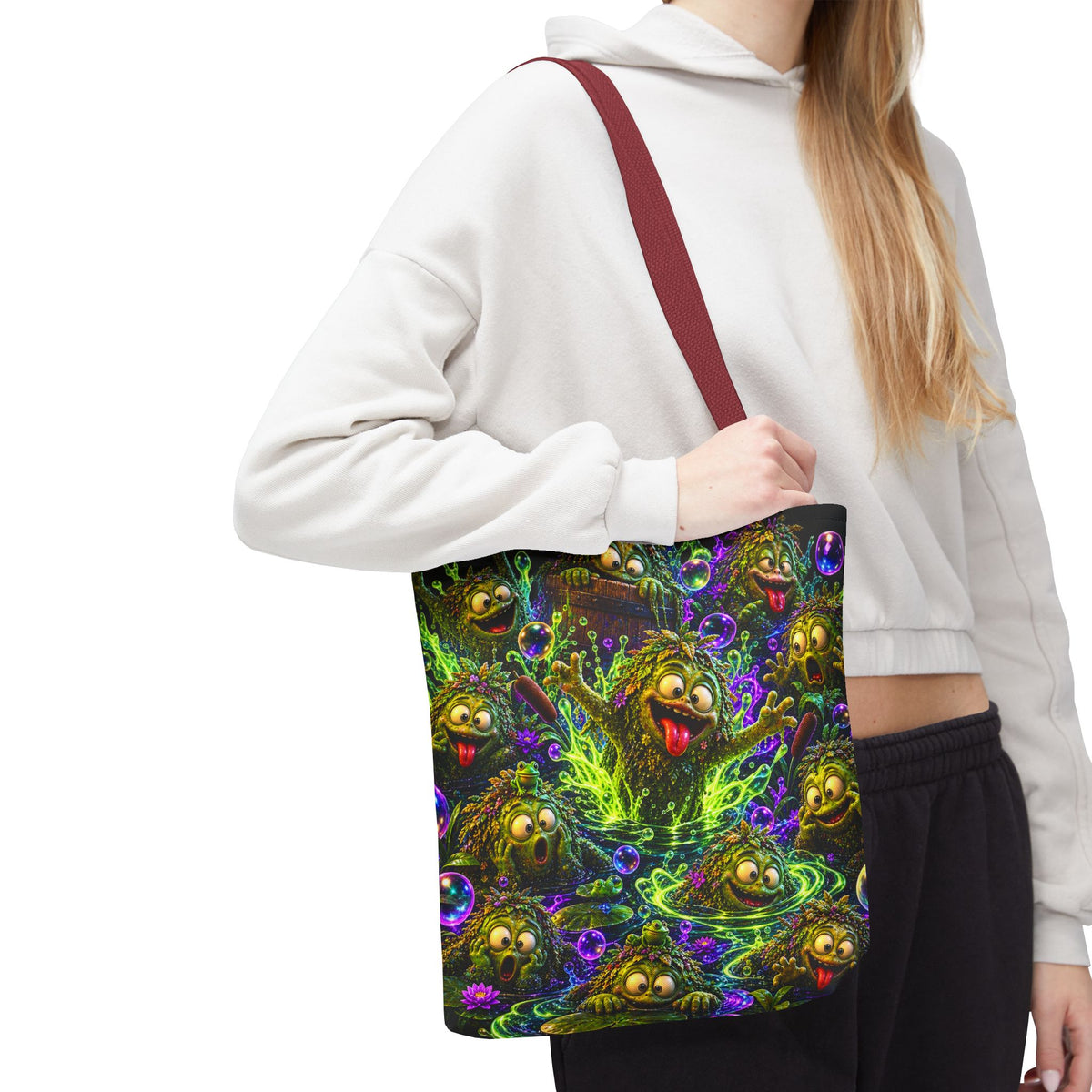 Cosmic Jellyfish Tote Bag – Neon Deep-Sea Galaxy Beach Tote