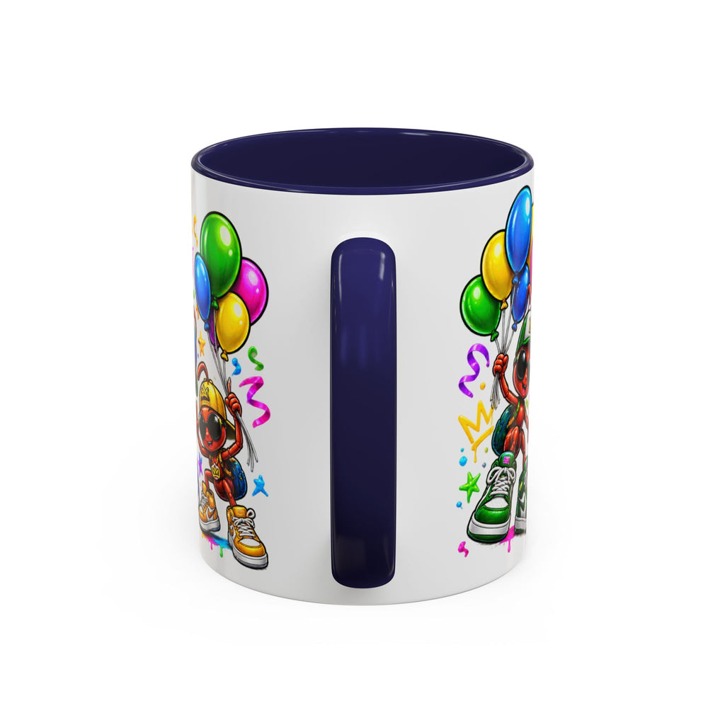 Happy Birthday Accent Coffee Mug - Colorful Graffiti Party Design (11 oz)