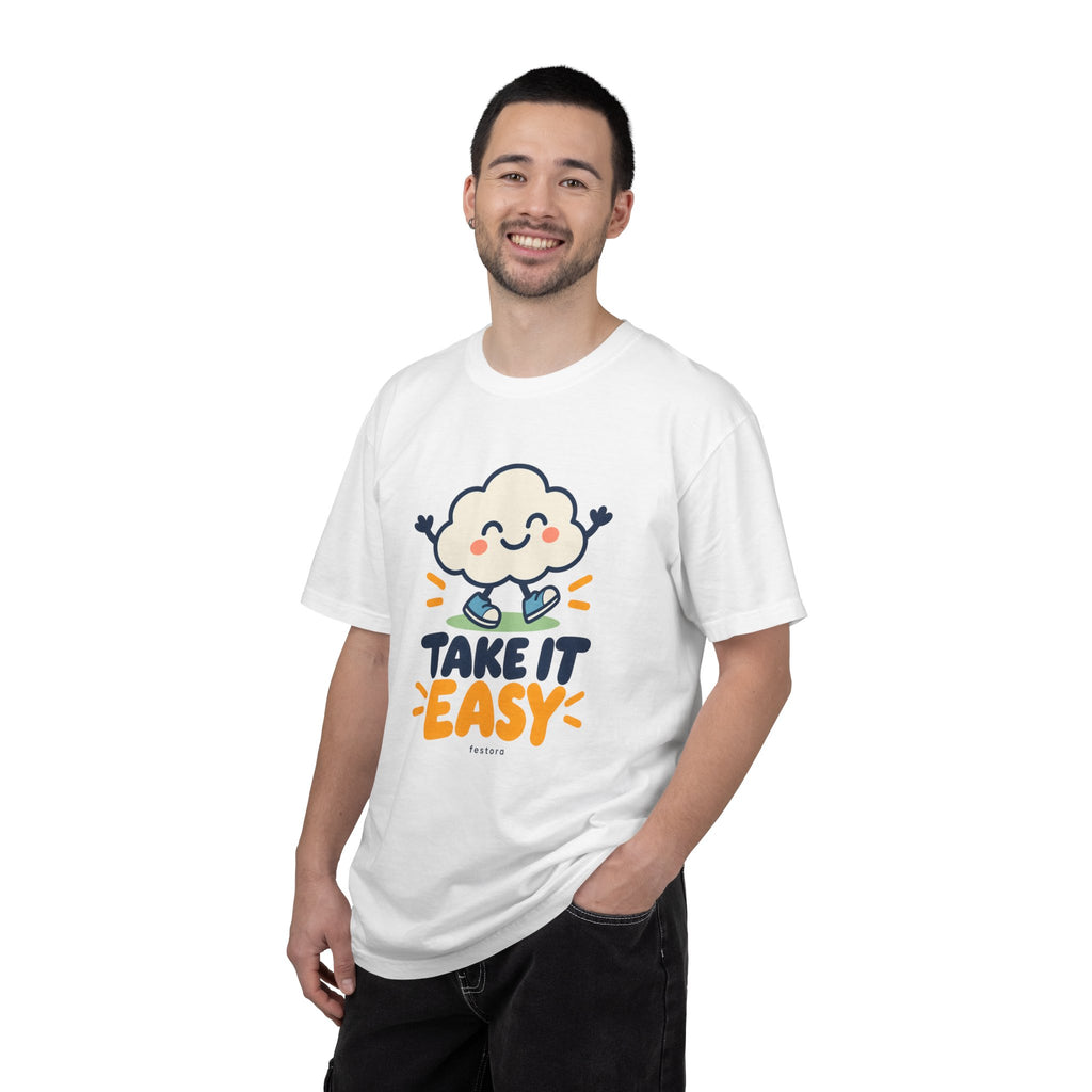 Take It Easy – Happy Cloud Graphic T-Shirt | Festora Everyday