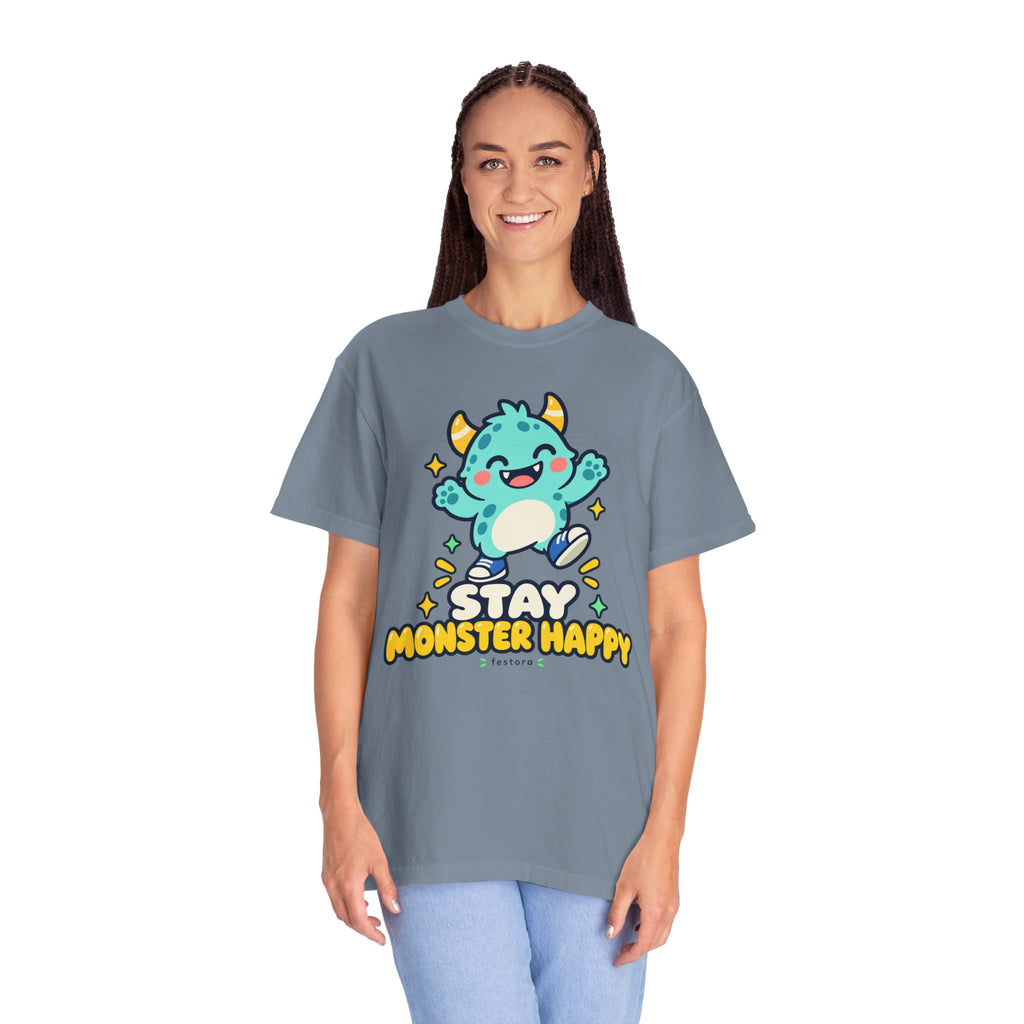 Stay Monster Happy – Cute Monster Graphic T-Shirt