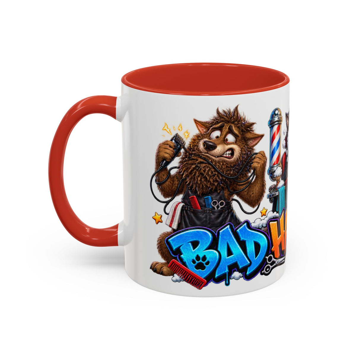 Bad Hair Night Funny Werewolf Barber Halloween White Mug