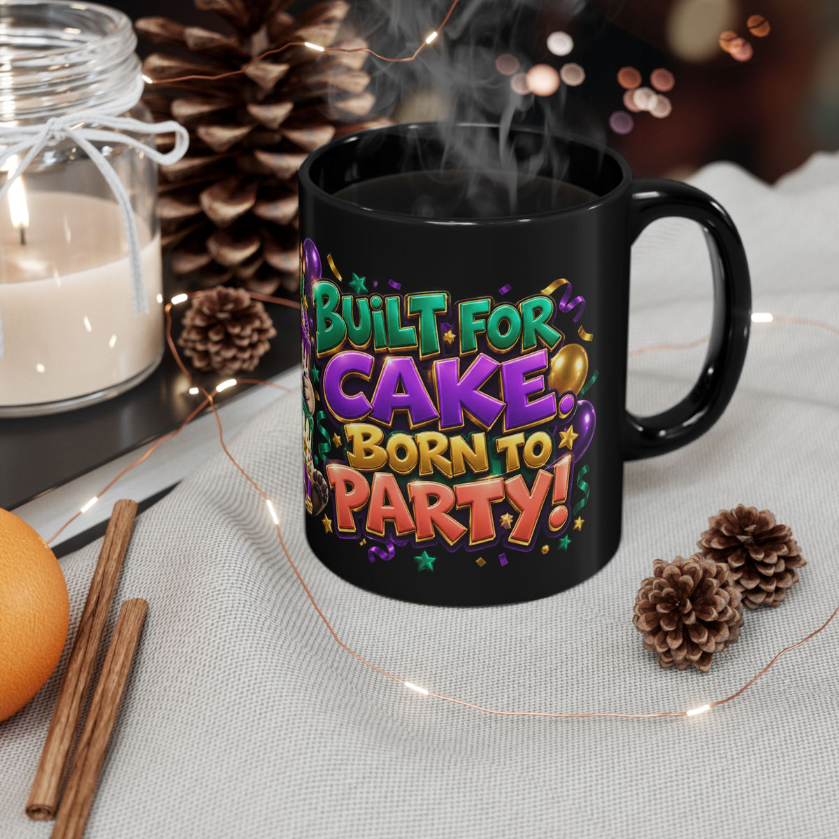 Built for Cake Born to Party French Bulldog Black Mug