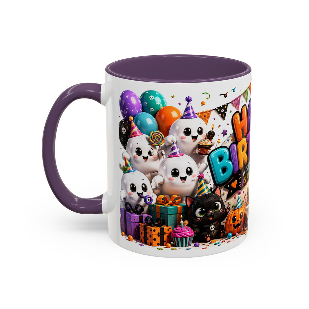 Happy Birthday Accent Coffee Mug — Colorful 3D Birthday Party Design (11/15oz)