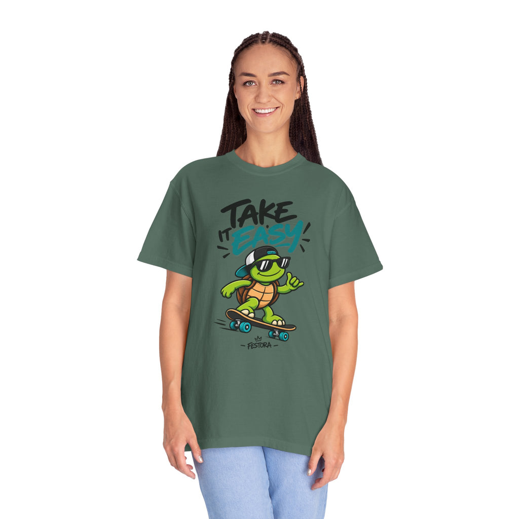 Take It Easy Skate Turtle Graphic T-Shirt | Festora Everyday