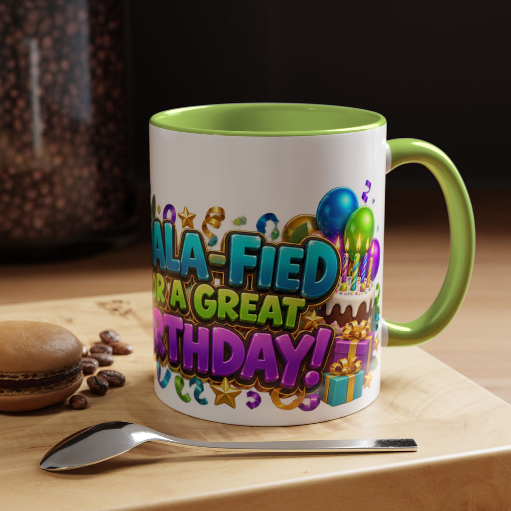 Koala-Fied for a Great Birthday White Mug – Cute Koala Birthday Cup, Colorful Fun Party Gift
