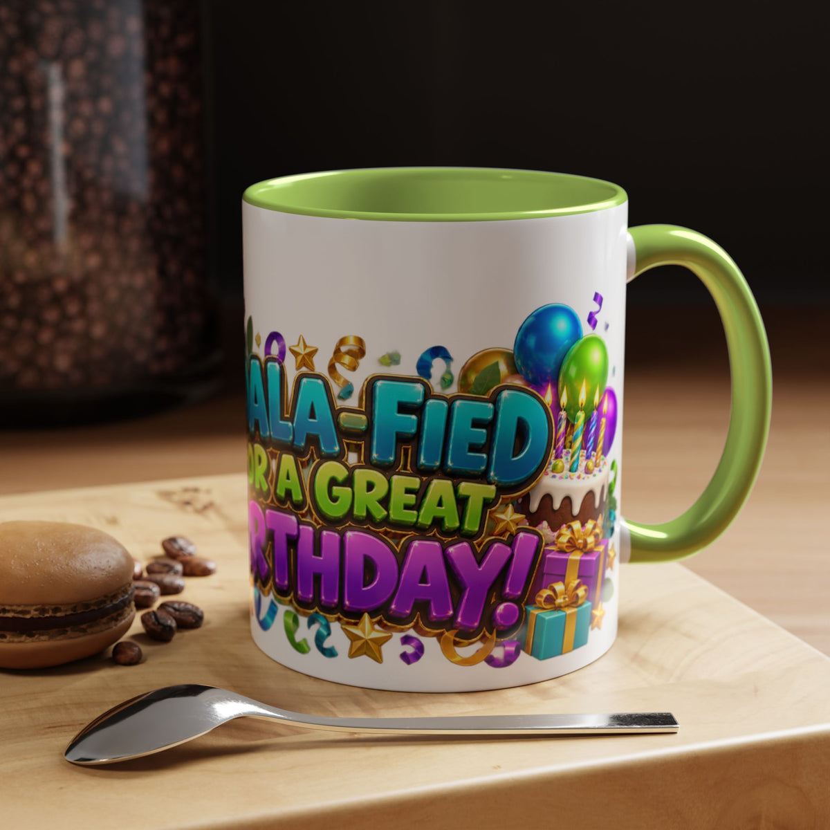Koala-Fied for a Great Birthday White Mug – Cute Koala Birthday Cup, Colorful Fun Party Gift