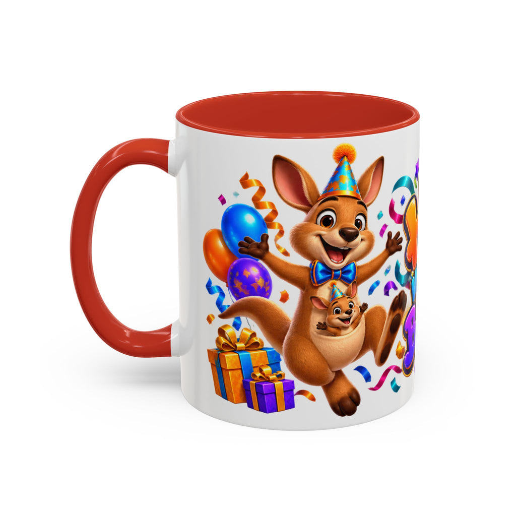 Hop Into Your Birthday White Mug – Cute Kangaroo Birthday Cup, Colorful Fun Party Gift