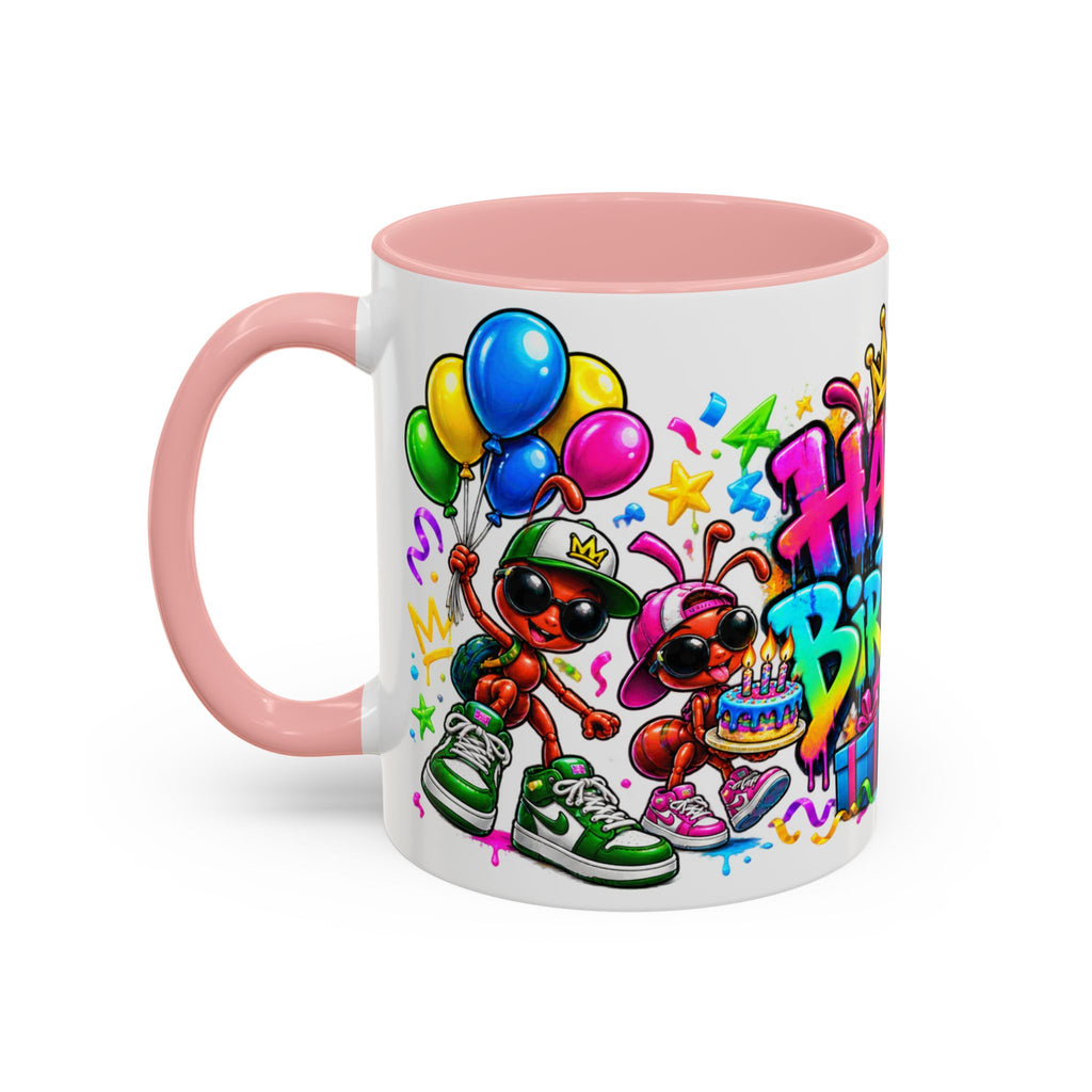 Happy Birthday Accent Coffee Mug - Colorful Graffiti Party Design (11 oz)