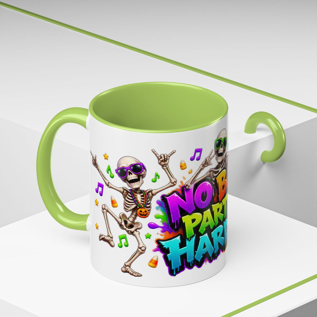 No Body Parties Harder Halloween Skeleton Party White Mug