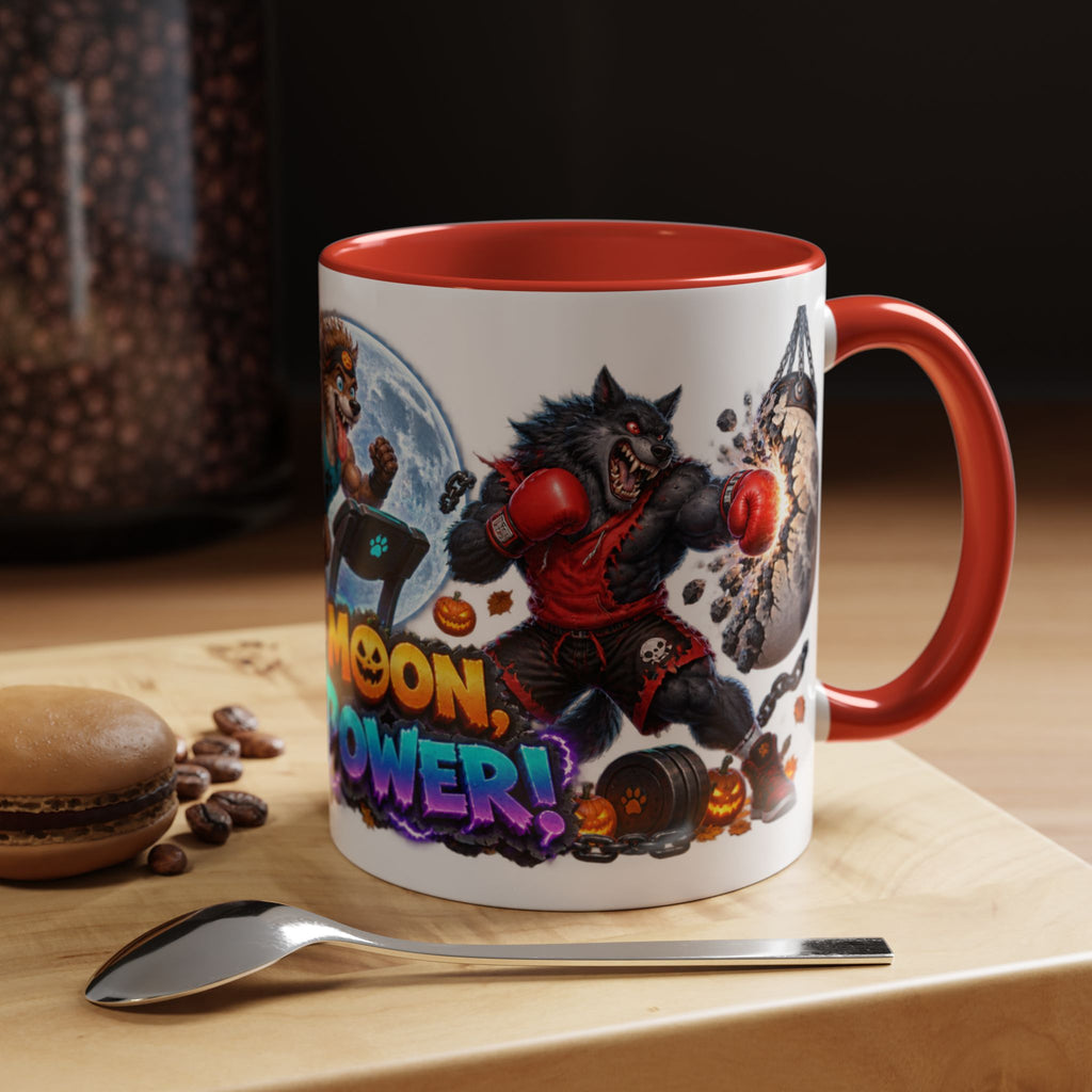 Full Moon Full Power Werewolf Gym Halloween White Mug