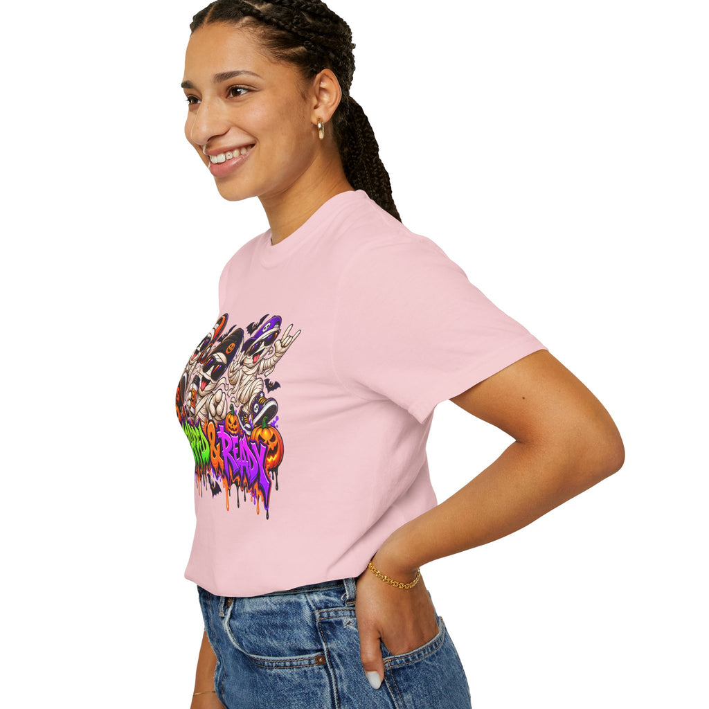 Wrapped & Ready – Halloween Mummy Crew Graphic T-Shirt