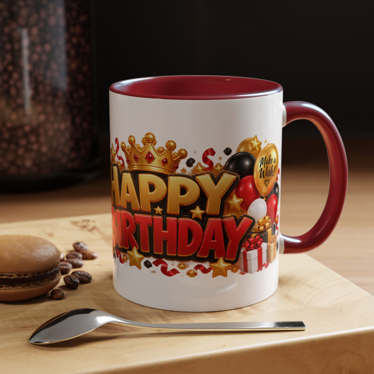 Happy Birthday Rhino Mug – Colorful 3D Birthday Gift – White Coffee Mug