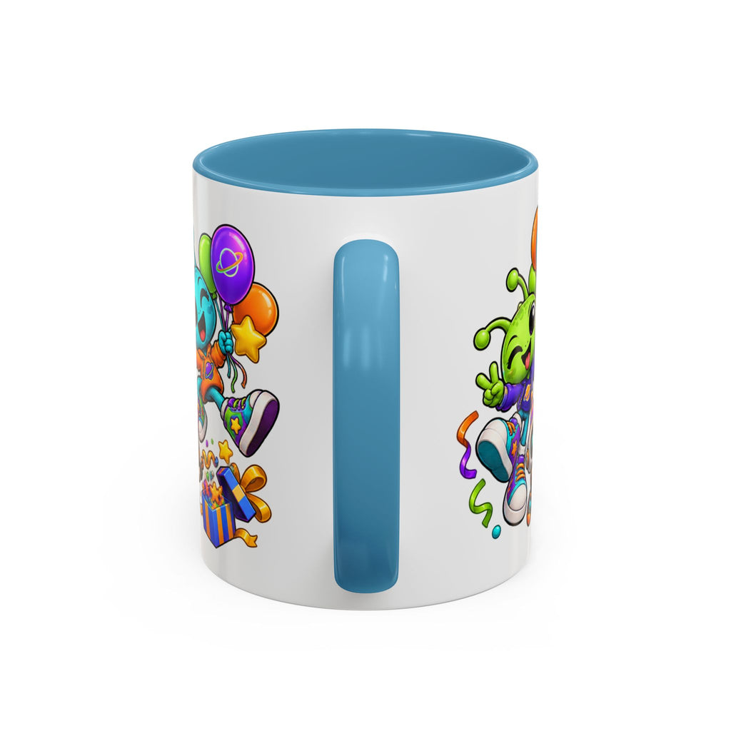 Happy Birthday Alien Mug – Colorful Space Party Cup with Cute Aliens & Robots