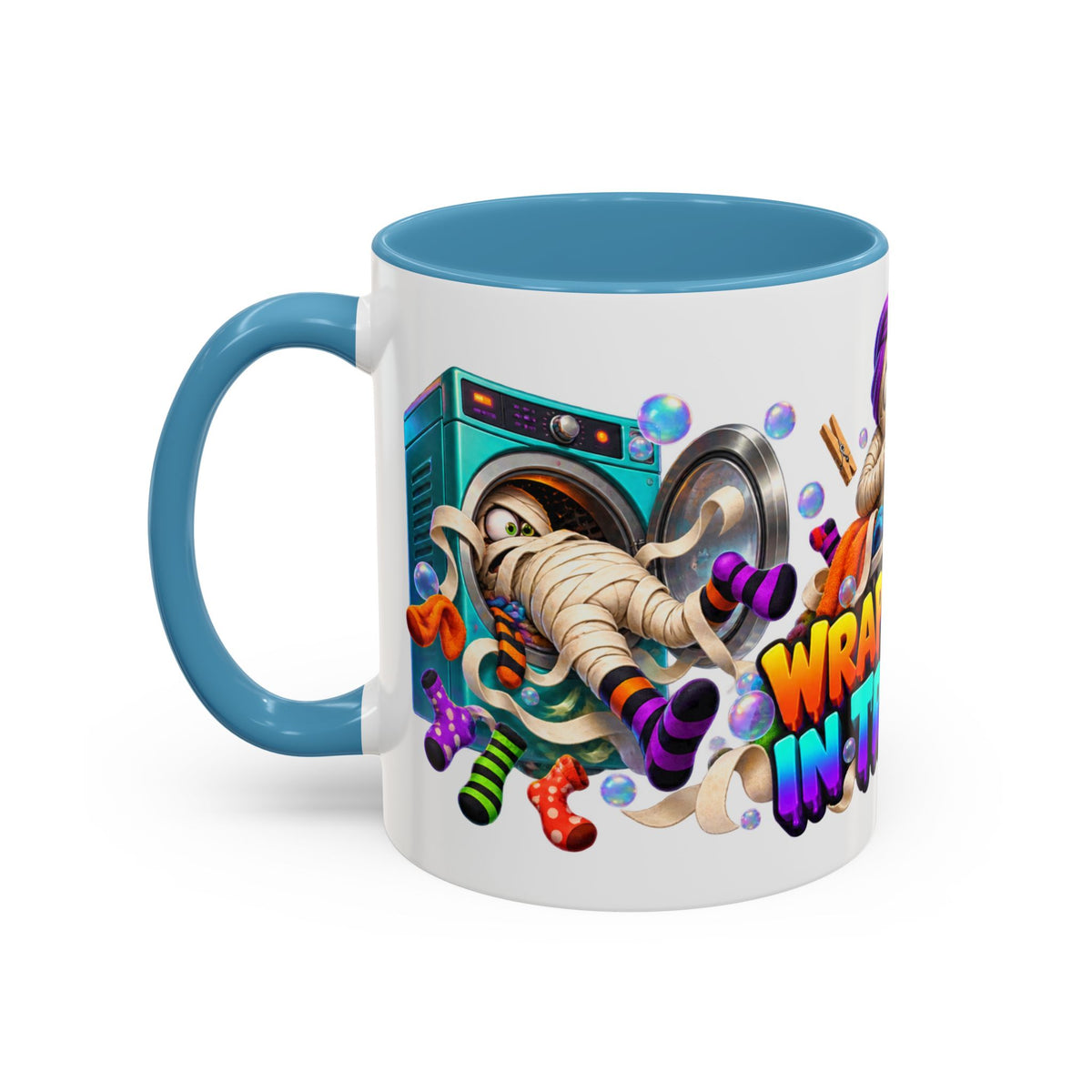 Wrapped Up in Trouble Mummy Halloween White Mug