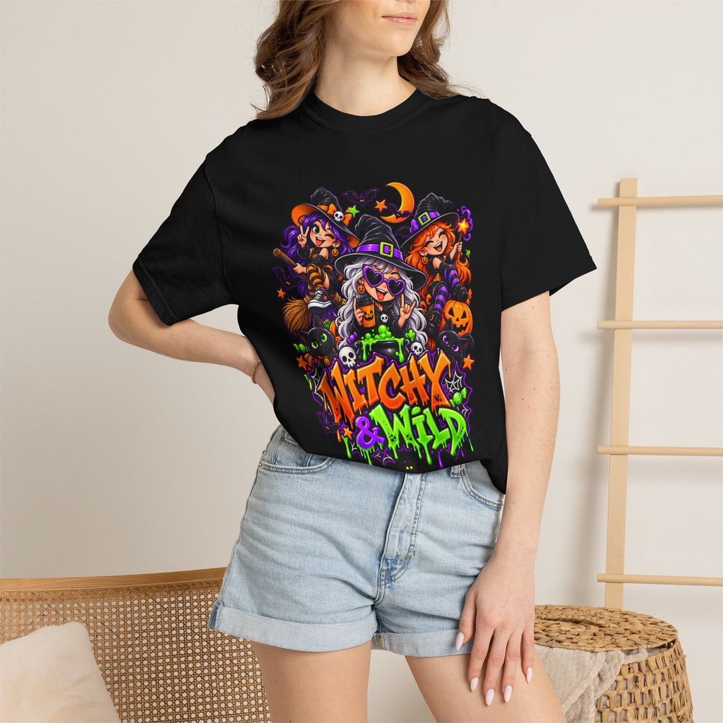 Witchy & Wild – Halloween Witch Crew Graphic T-Shirt