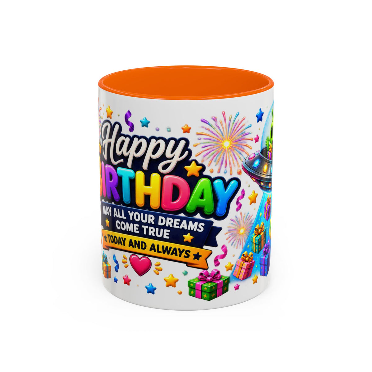 Happy Birthday Alien Coffee Mug — Colorful Galactic Birthday Wishes