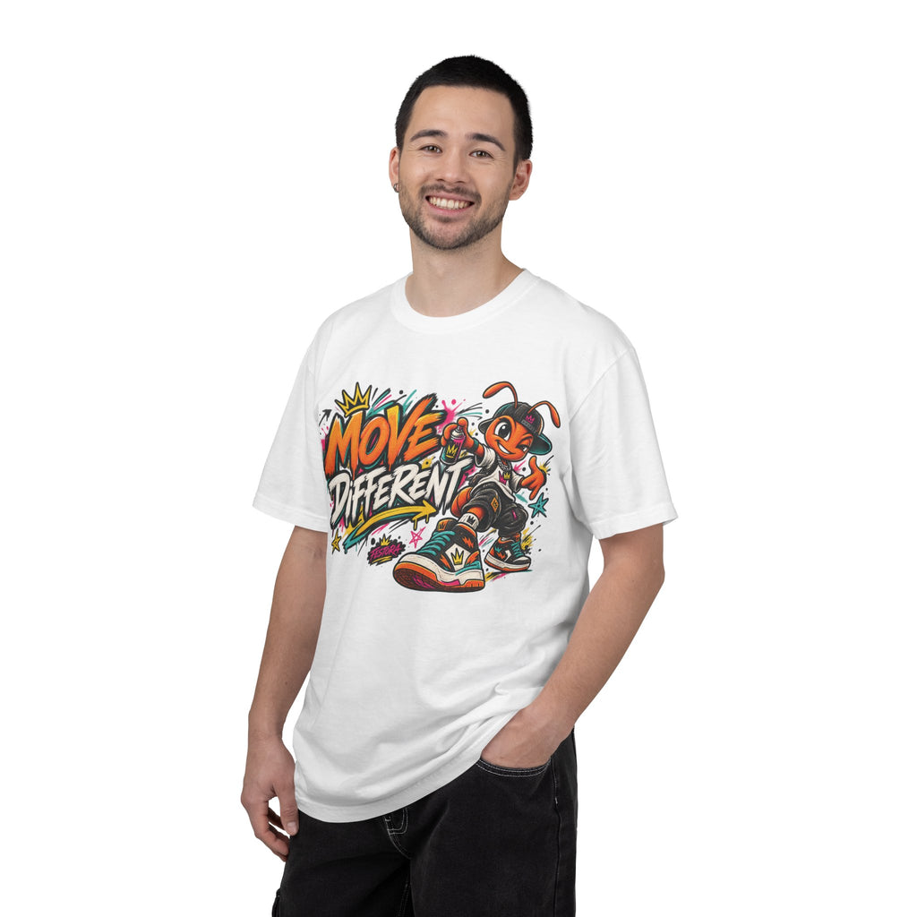 Move Different Graphic T-Shirt — Streetwear Skate Ant Mascot Design