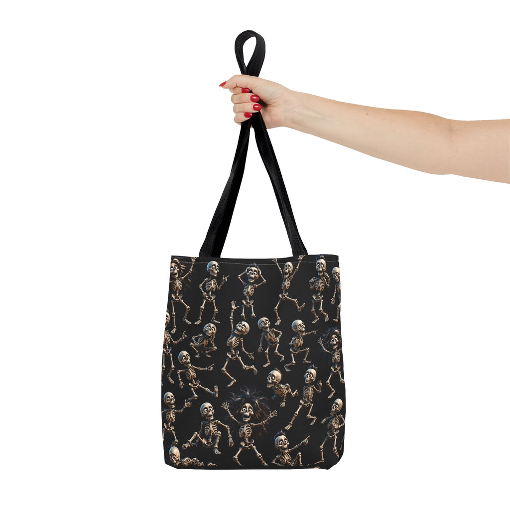 Spooky Skeleton Crew Halloween Tote Bag - Cute 3D Skeleton Pattern
