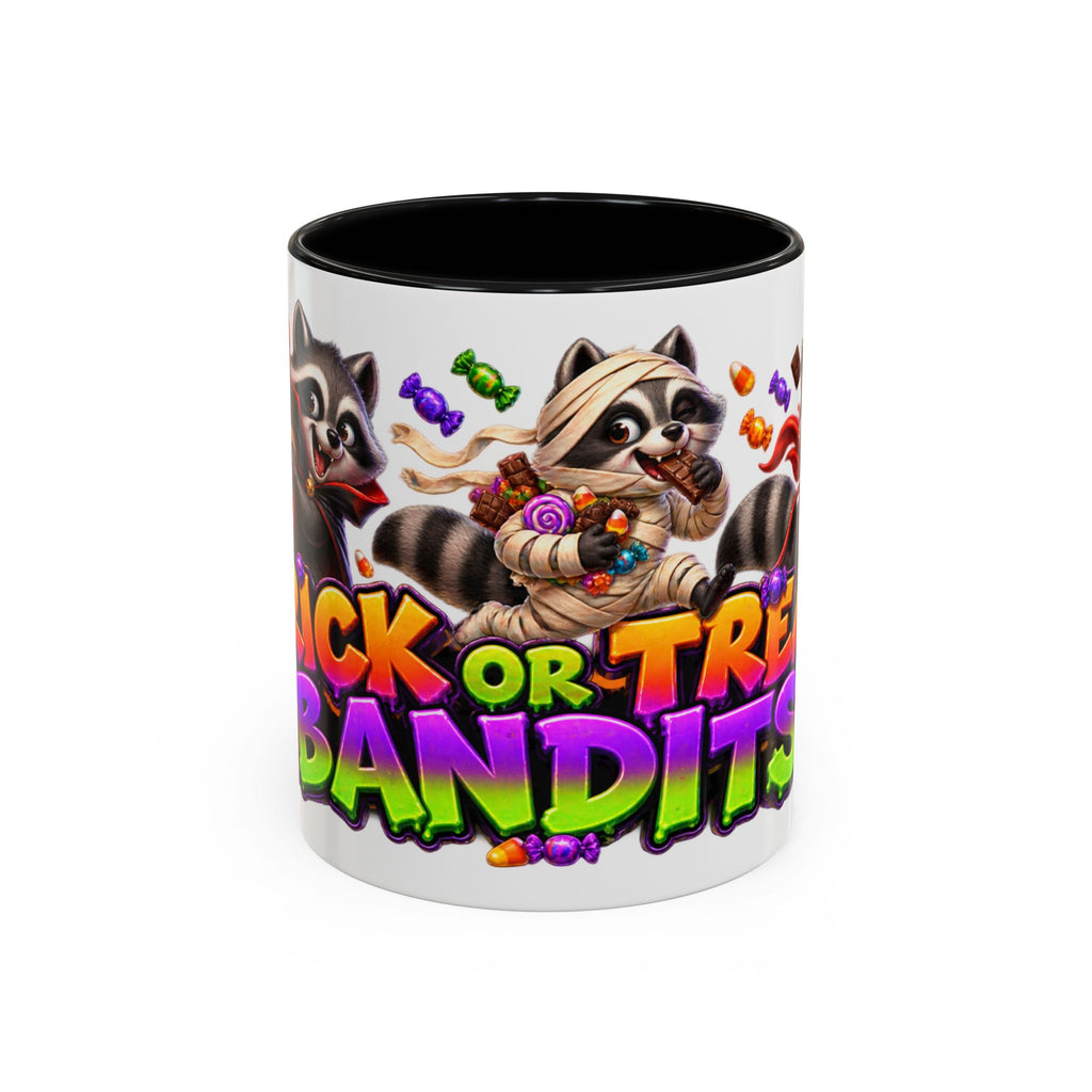 Trick or Treat Bandits Raccoons Halloween White Mug