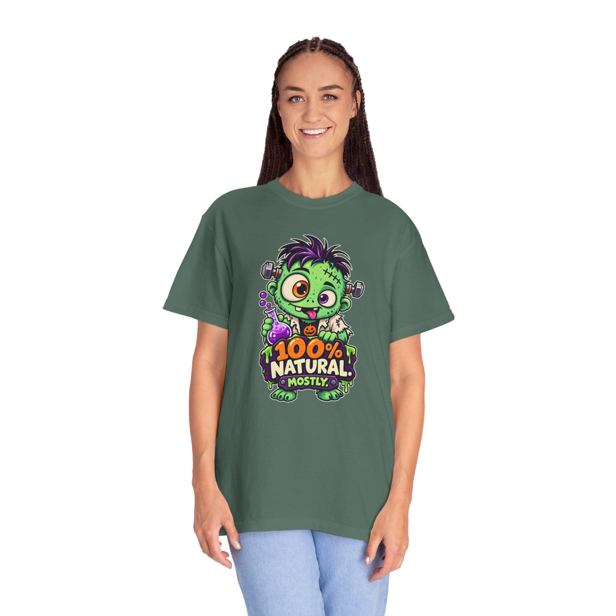 100% Natural. Mostly. – Cute Halloween Lab Monster T-Shirt