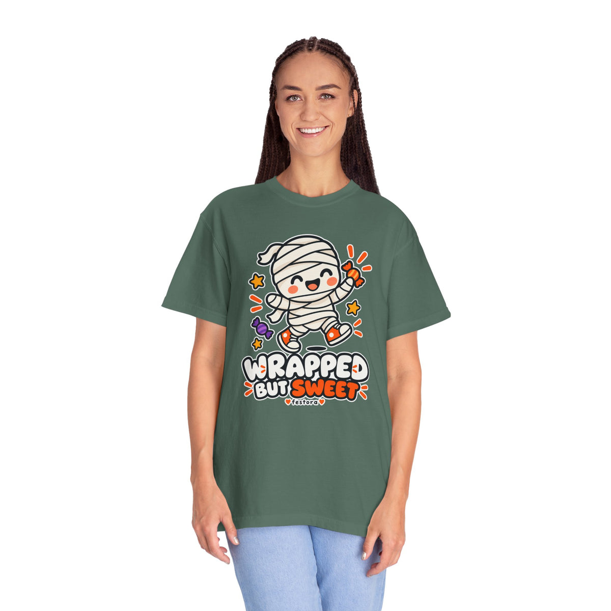 Wrapped but Sweet Halloween T-Shirt | Cute Mummy Graphic Tee