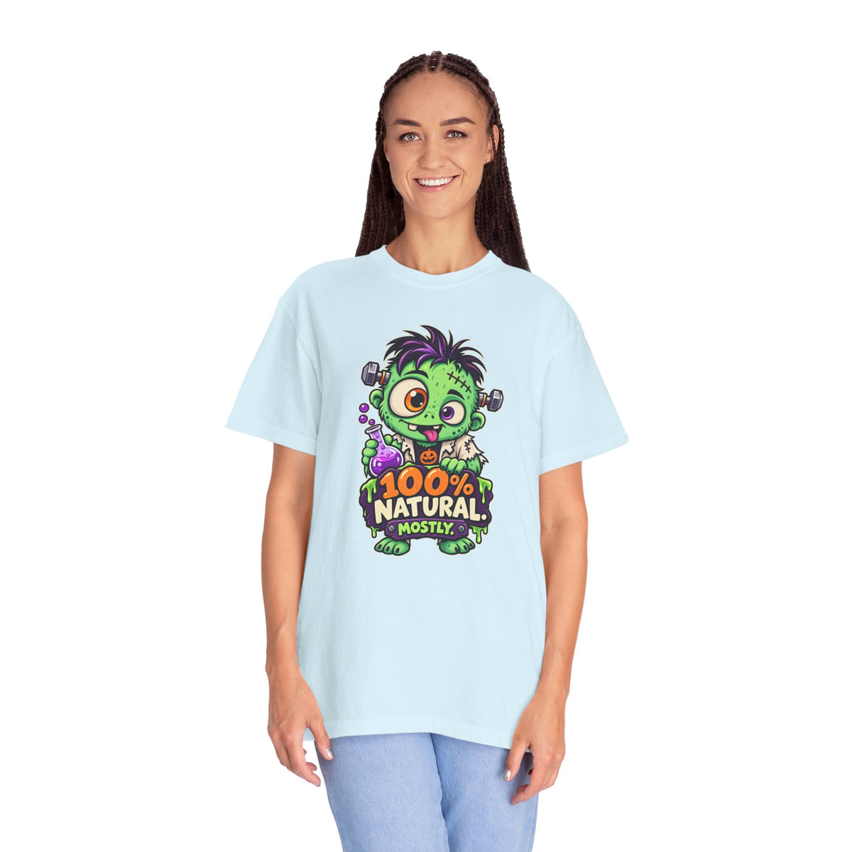 100% Natural. Mostly. – Cute Halloween Lab Monster T-Shirt