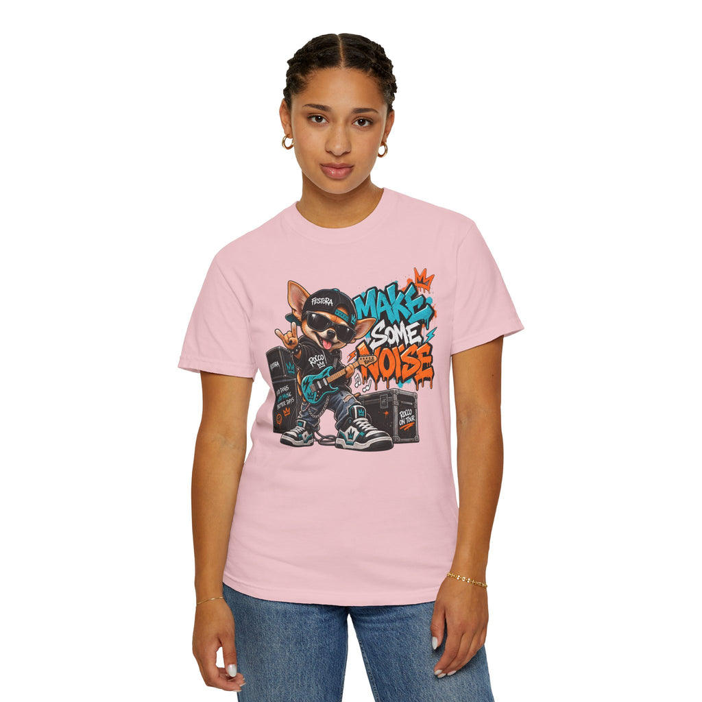 Make Some Noise Rocco Graphic T-Shirt — Streetwear Rock Dog Tee