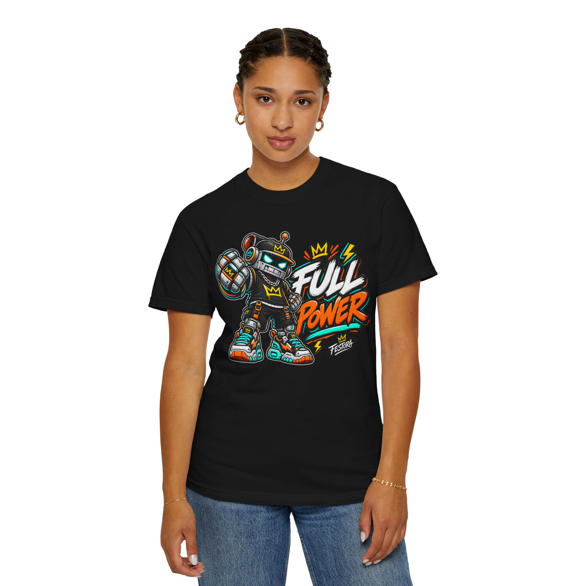 Full Power Robot Graphic T-Shirt — Retro Streetwear Tee